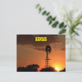 Kansas Windmill Silhouette Sunset Briefkaart (Staand voorkant)