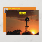 Kansas Windmill Silhouette Sunset Briefkaart (Voorkant / Achterkant)
