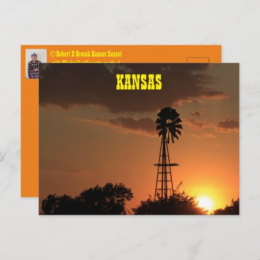 Kansas Windmill Silhouette Sunset Briefkaart (Voorkant / Achterkant)