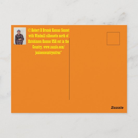 Kansas Windmill Silhouette Sunset Briefkaart (Achterkant)