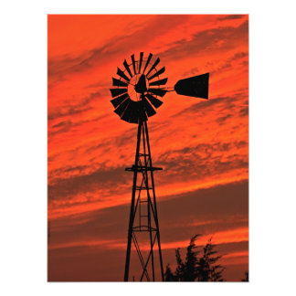 Kansas Windmill Silhouette Sunset Photo Print Foto Afdruk
