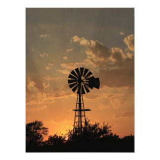 Kansas Windmill Silhouette Sunset Photo Print Foto Afdruk