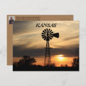 Kansas Windmill Silhouette Sunset Post Kaart (Voorkant / Achterkant)
