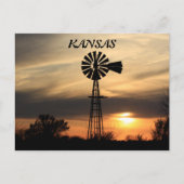 Kansas Windmill Silhouette Sunset Post Kaart (Voorkant)