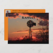 Kansas Windmill Silhouette Sunset Post Kaart (Voorkant / Achterkant)