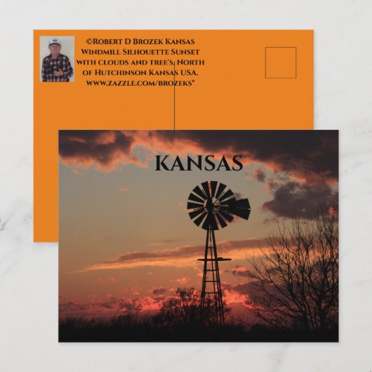 Kansas Windmill Silhouette Sunset Post Kaart (Voorkant / Achterkant)