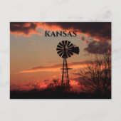 Kansas Windmill Silhouette Sunset Post Kaart (Voorkant)