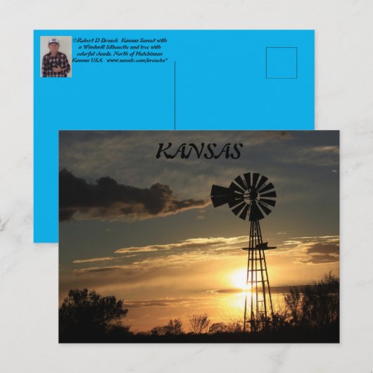 Kansas Windmill Silhouette Sunset Post Kaart (Voorkant / Achterkant)