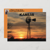 Kansas Windmill Silhouette Sunset Post Kaart (Voorkant / Achterkant)