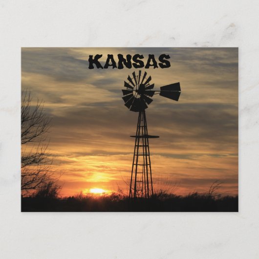 Kansas Windmill Silhouette Sunset Post Kaart (Voorkant)