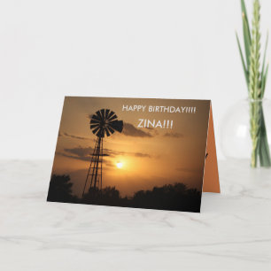 Kansas Windmill Sunset Birthday KAART