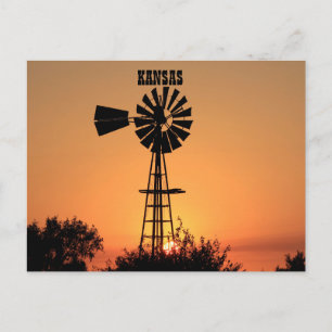 Kansas Windmill Sunset Briefkaart