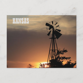Kansas Windmill Sunset Briefkaart