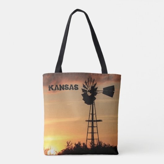 Kansas Windmill Sunset Canvas tas (Achterkant)