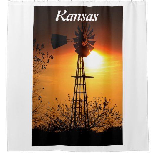 Kansas Windmill Sunset Douchegordijn (Voorkant)