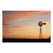Kansas Windmill Sunset Foto Afdruk (Voorkant)