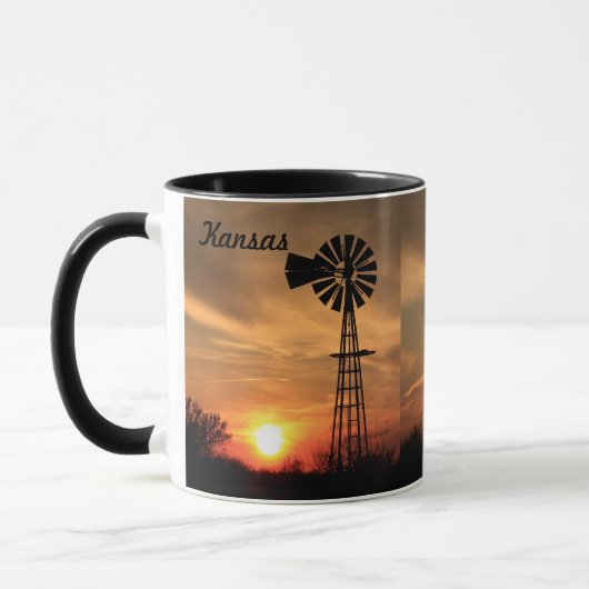 Kansas Windmill Sunset Mok (Links)