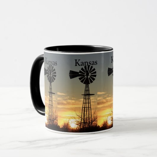 Kansas Windmill Sunset Mok (Voorkant links)