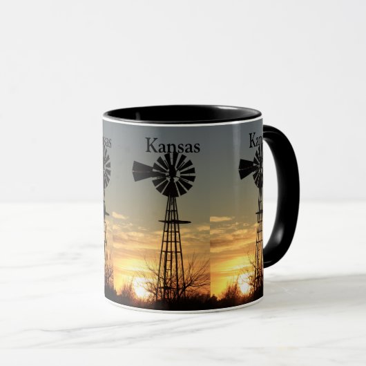 Kansas Windmill Sunset Mok (Voorkant rechts)