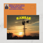Kansas Windmill Sunset Post Kaart. Briefkaart (Voorkant / Achterkant)