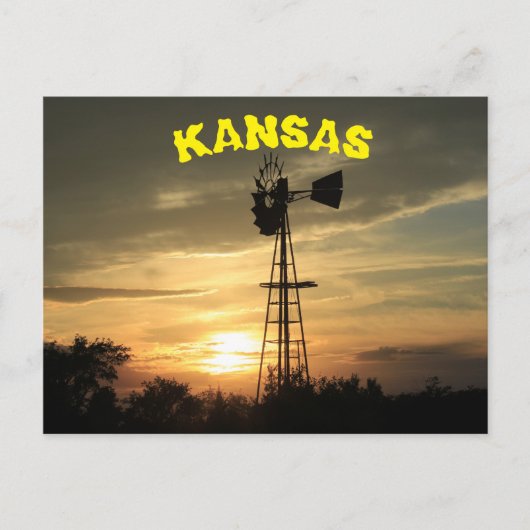 Kansas Windmill Sunset Post Kaart. Briefkaart (Voorkant)