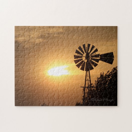 Kansas Windmill Sunset PUZZLE Legpuzzel (Horizontaal)