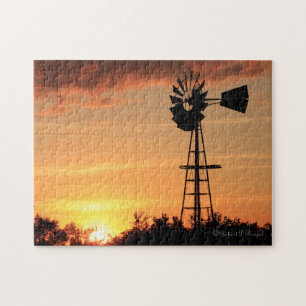 Kansas Windmill Sunset PUZZLE Legpuzzel