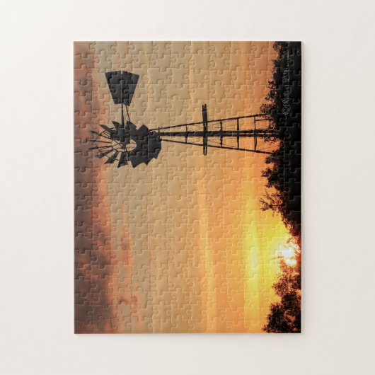 Kansas Windmill Sunset PUZZLE Legpuzzel (Verticaal)