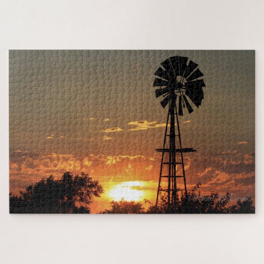 Kansas Windmill Sunset Puzzle Legpuzzel (Horizontaal)