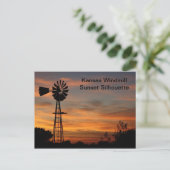 Kansas Windmill Sunset Silhouette Briefkaart (Staand voorkant)