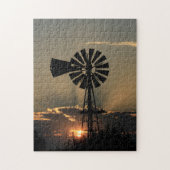 Kansas Windmill Sunset with Sun Rays Jigzaag Puzzl Legpuzzel (Verticaal)