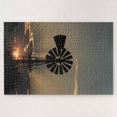 Kansas Windmill Sunset with Sun Rays Legpuzzel (Horizontaal)