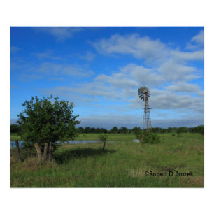 Kansas Windmolen in een weiland Foto Uitbreiding Afdruk