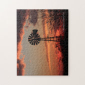 Kansas Windmolen Silhouet met wolken Puzzel (Verticaal)