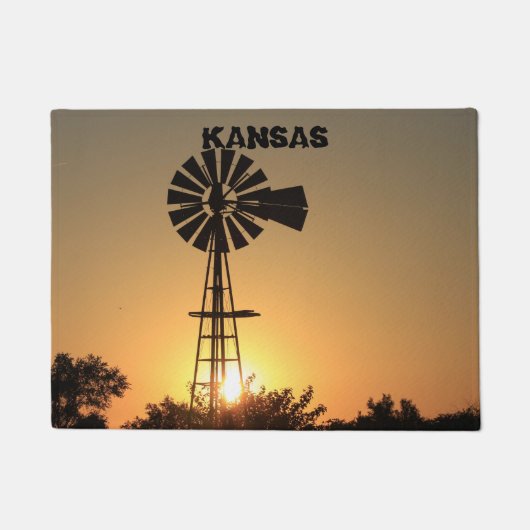 Kansas Windmolen Zonsondergang Door Mat (Voorkant)