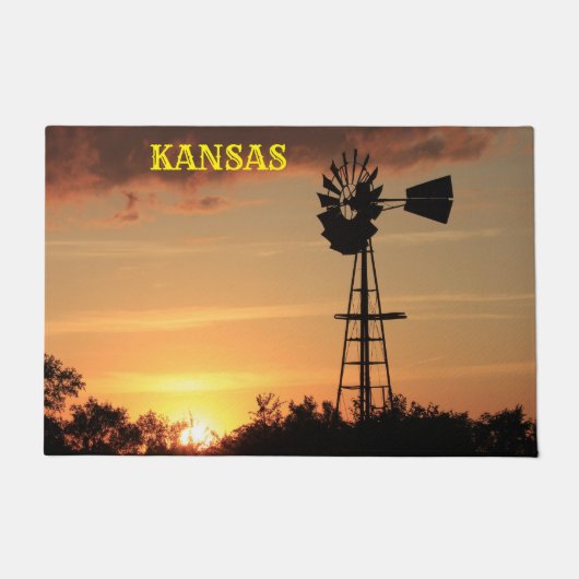 Kansas Windmolen Zonsondergang Door Mat (Voorkant)