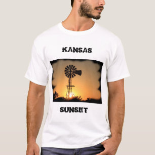 Kansas Windmolen Zonsondergang T-Shirt
