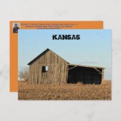 Kansas Wooden Barn in een veld Post Kaart (Voorkant / Achterkant)