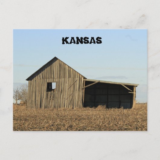 Kansas Wooden Barn in een veld Post Kaart (Voorkant)