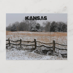 Kansas Wooden Fence Winter Wonderland Post Kaart