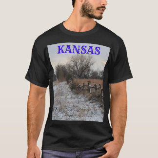 Kansas Wooden Fence with Snow T-Shirt