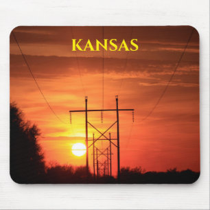 Kansas Zonsondergang met Boom Silhouet Muismat
