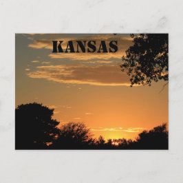 Kansas Zonsondergang met boom silhouetten Postkaar Briefkaart