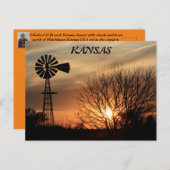 Kansas Zonsondergang Windmolen Silhouette Post Kaa Briefkaart (Voorkant / Achterkant)