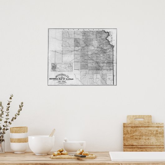 KansasPanoramic MapKansas Poster (Keuken)