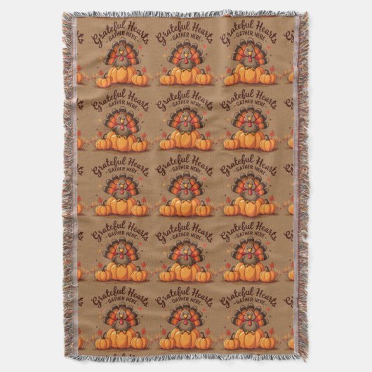 Kansgave Harten Thanksgiving Kalkoen Deken (Voorkant Verticaal)