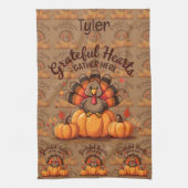 Kansgave Harten Thanksgiving Kalkoen Theedoek (Verticaal)
