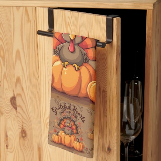 Kansgave Harten Thanksgiving Kalkoen Theedoek (Derde Gevouwen)