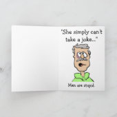 Kanskaart voor mannen zijn dom bedankkaart (Binnen)