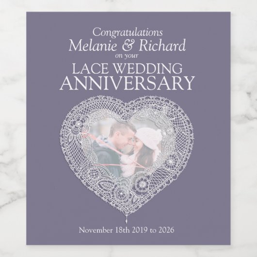 Kant 13e trouwdag aangepaste wijnlabels wijn etiket (Enkel label)